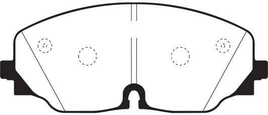 EBC 17+ Volkswagen Atlas 2.0L Turbo OE front brake pads showing the black friction material and metal backing plate.