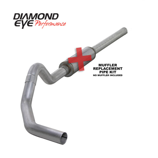 Diamond Eye Performance Catback exhaust pipe for 2004.5-2007.5 Dodge Ram Cummins, showing the stainless steel pipe and muffler section.