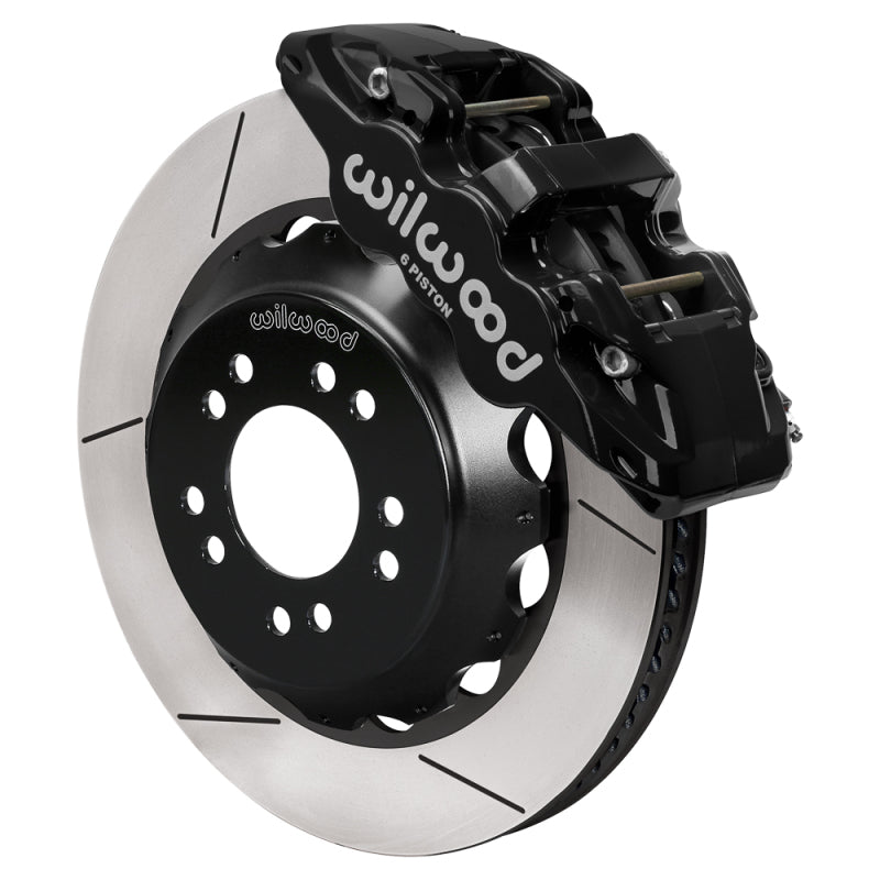Wilwood Ford Mustang II Aero6 front brake kit with 14-inch slotted rotor in black, large brake system for high-performance stopping power.
