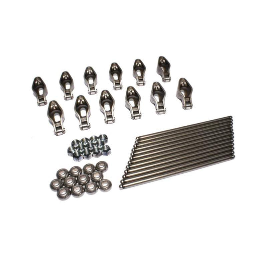 COMP Cams rocker arm and pushrod kit CS 1.5 showing metallic rocker arms and pushrods for engine performance.