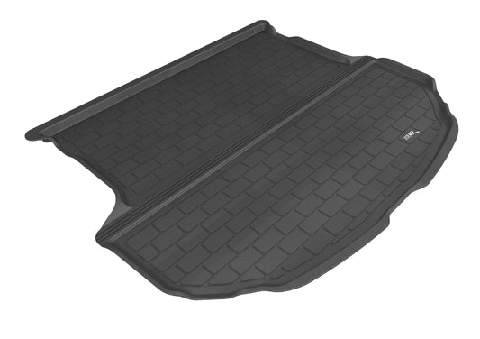 Black 3D MAXpider cargo liner for Hyundai Santa Fe Sport 2013-2018, rubber floor mats with 3D textured design.
