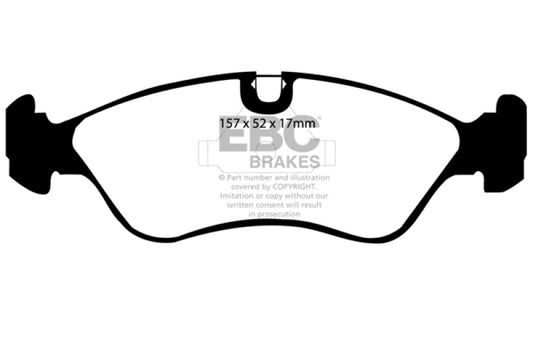 EBC Redstuff front brake pads for Opel Astra 2.0 1991-1995, performance brake pads with red friction material