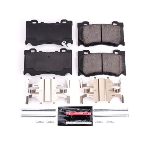 PowerStop Z23 Evolution Sport brake pads with hardware for front of Infiniti FX50 2009-2013, performance brake replacement.