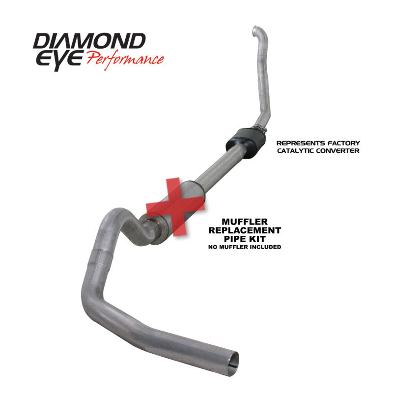 Diamond Eye Performance Turbo Back exhaust pipe for 1994-97 Ford F250/F350 Power Stroke, 4-inch aluminized steel replacement pipe.