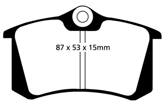 EBC Redstuff rear brake pads for Audi A3 2.0 TDI, performance brake pads with red friction material for enhanced stopping power.