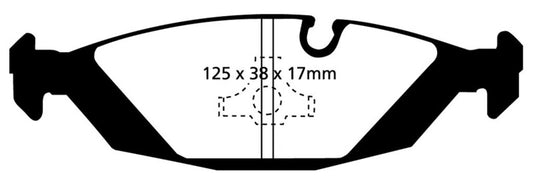 EBC Redstuff rear brake pads for BMW M5 E28 3.5, performance brake pads with red friction material for enhanced braking.