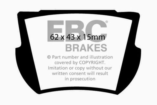 EBC Ultimax2 rear brake pads for Lotus Elan 1.6, OE quality brake pads with metal backing and friction material for reliable stopping power.