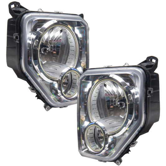 Oracle Lighting ColorSHIFT headlight for Jeep Liberty 2008-2012 with SMD LEDs and simple controller, showing illuminated headlight assembly.