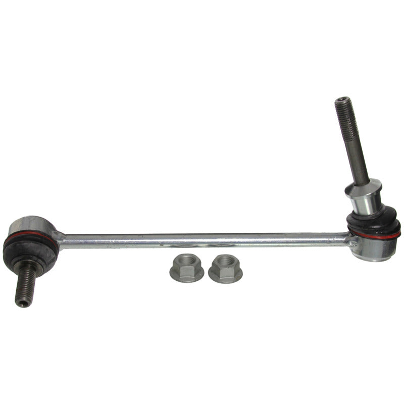 Moog front left sway bar link for BMW X5 (2007-2018), automotive suspension component, shown in close-up.