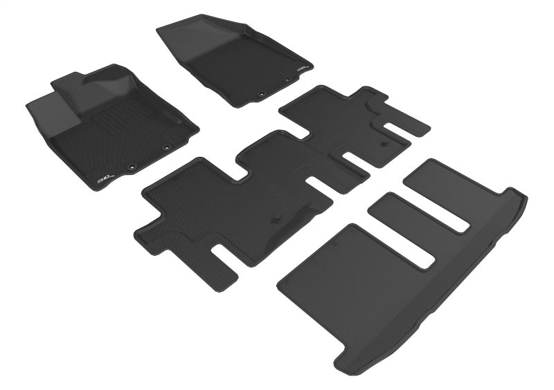 3D MAXpider rubber floor mats for Nissan Pathfinder 2013-2020, black Kagu full set, custom fit for vehicle interior protection.