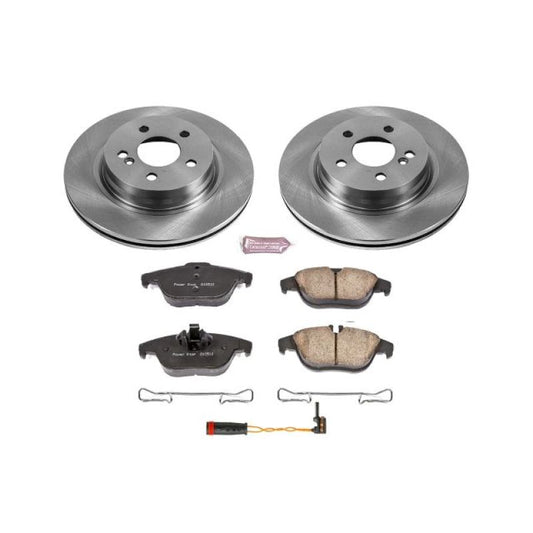 PowerStop OE rear brake kit for Mercedes-Benz C250 (2012-2015) with brake rotors and pads, designed for reliable stopping power.