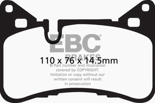 EBC 14 Mercedes-Benz C63 AMG W204 6.2 Redstuff rear brake pads for high-performance braking system.