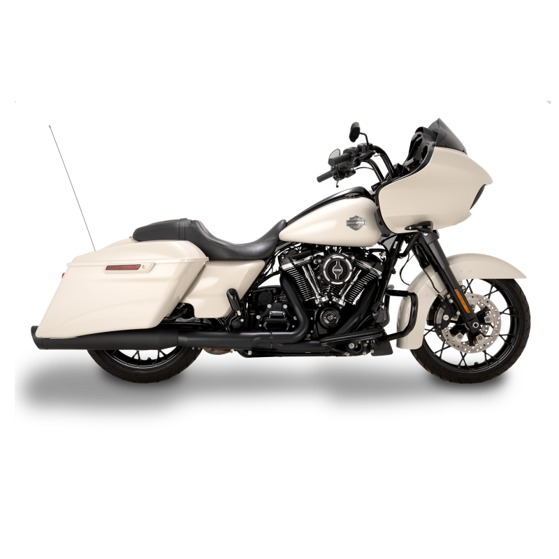Vance & Hines HD M8 Touring Razorback 450 slip-on exhaust in wrinkle black for Harley-Davidson M8 touring bikes.