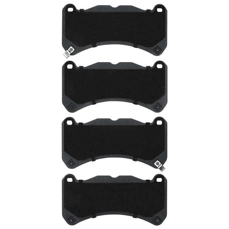 R1 Concepts Subaru WRX front semi-metal brake pads, OE type, showing the brake pad surface and mounting hardware.