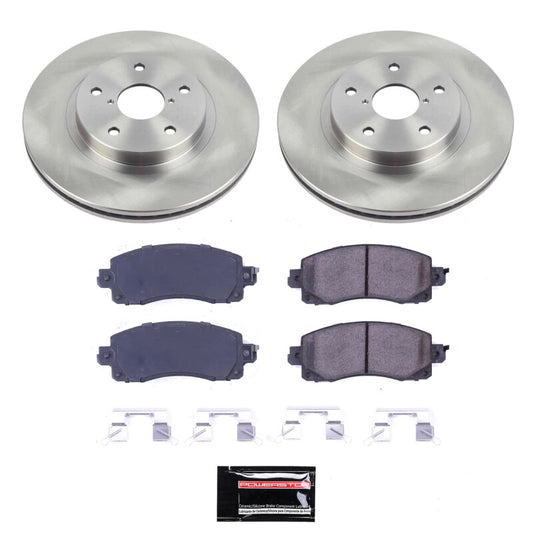 PowerStop semi-coated front brake rotor kit for Subaru Forester 2019-2022, performance brake components with a clean, semi-coated finish.