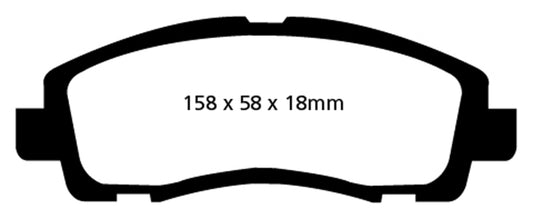 EBC Redstuff front brake pads for Acura TL 3.5, high-performance brake pads with red friction material and metal backing plates.