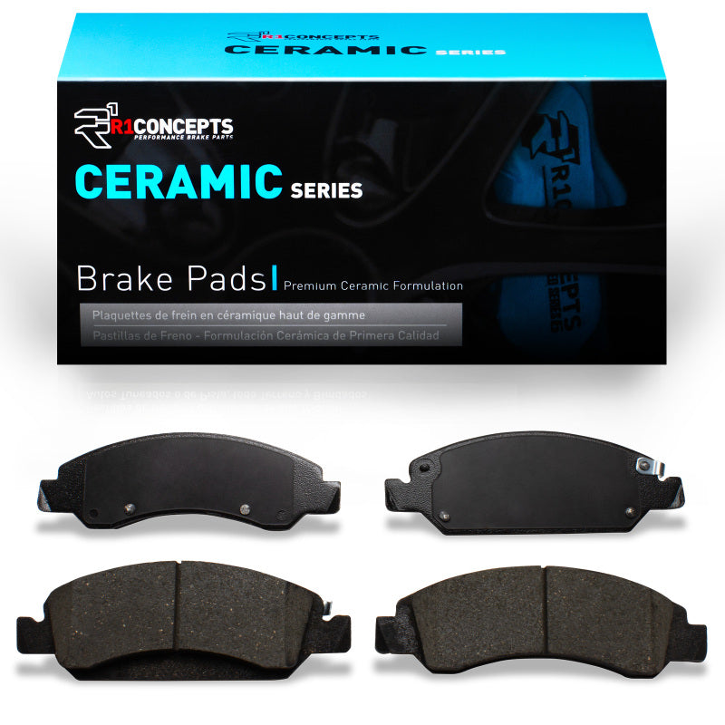 R1 Concepts ceramic brake pads for Cadillac Escalade ESV front, OE quality, designed for reliable stopping power and durability.
