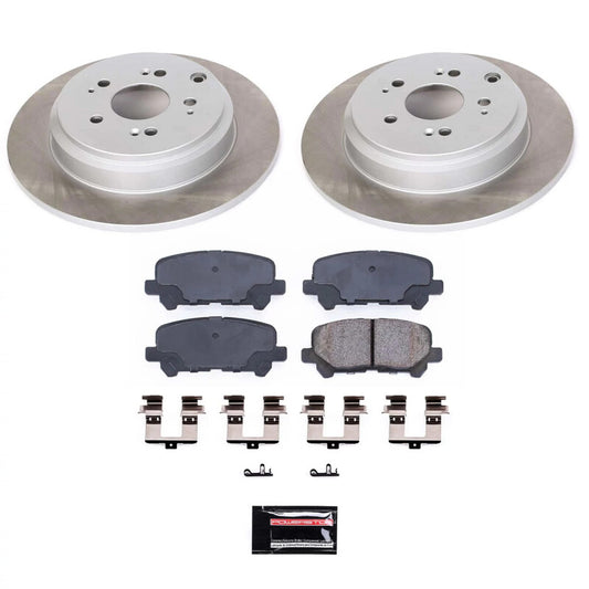 PowerStop rear semi-coated rotor kit for 2009-2011 Honda Pilot, performance brake kit with black finish, shown in the image.