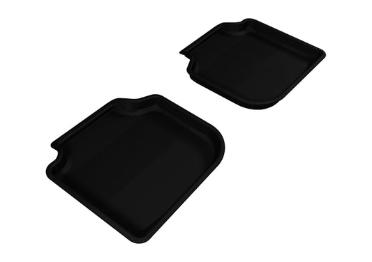 Black 3D MAXpider rubber floor mats for second row of 2012-2019 Volkswagen Passat, designed for durable protection and fit.