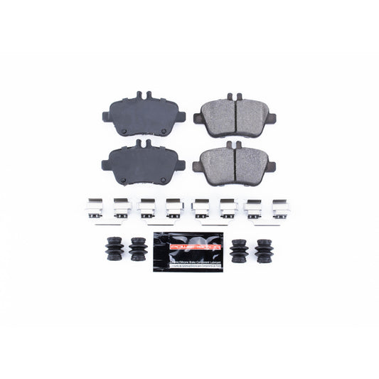 PowerStop Z23 Evolution Sport rear brake pads for 2017-2019 Infiniti QX30 with hardware, designed for high-performance braking.