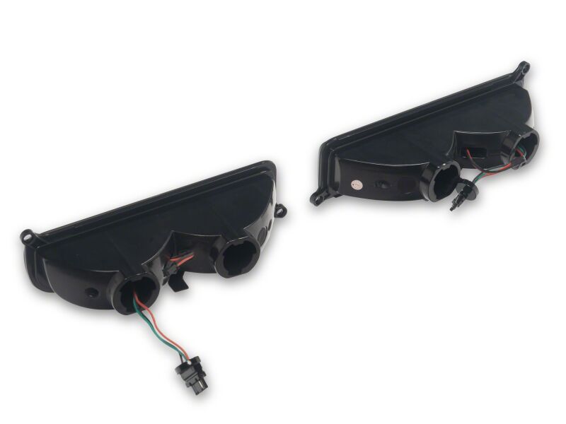 Raxiom 97-01 Jeep Cherokee XJ LED front corner sidemarker lights with black housing and smoked lens, for enhanced visibility and style.