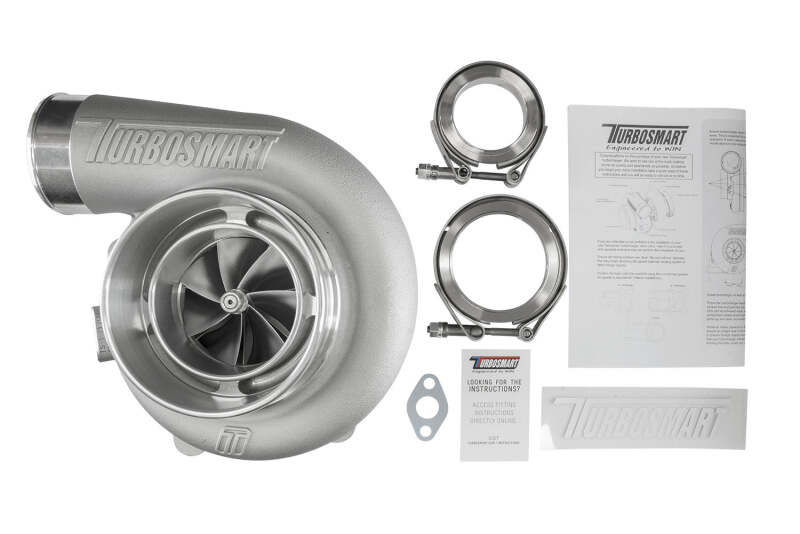Turbosmart 7170 V-Band 0.96AR externally wastegated reverse rotation TS-1 turbocharger showing V-band connection and external wastegate port.