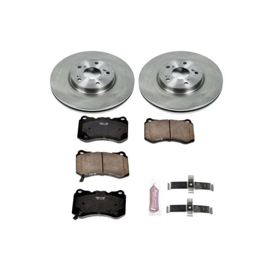 PowerStop OE front brake kit for 2004-2008 Acura TL, includes brake rotors and pads, designed for reliable stopping performance.