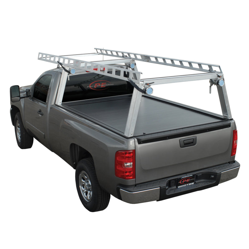 Pace Edwards JackRabbit retractable bed cover on a 6ft 5in Ford F-Series LightDuty truck with Explorer rails, fully extended.