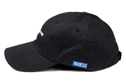 Black Sparco Best Driver headwear cap with the Sparco logo, designed for racing enthusiasts and motorsport fans.