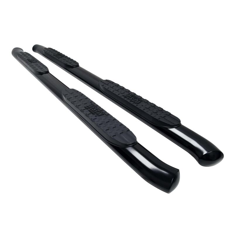 Westin 24-25 Toyota Tacoma Double Cab PRO TRAXX 4 Oval Nerf Step Bars in black mounted on vehicle side.