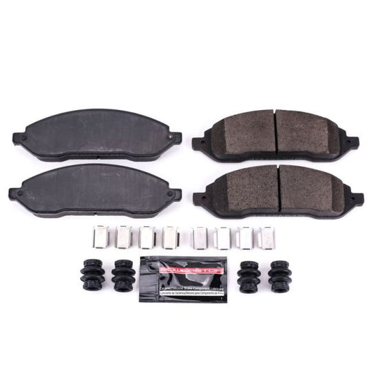 PowerStop Z23 Evolution Sport front brake pads with hardware for Ford Freestar 2004-2007, high-performance brake replacement