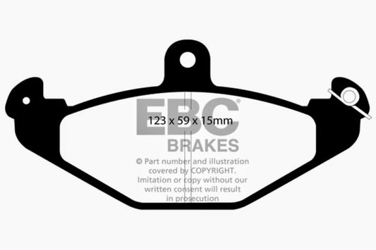 EBC Redstuff performance rear brake pads for Dodge Viper 8.0, designed for enhanced braking power and durability.