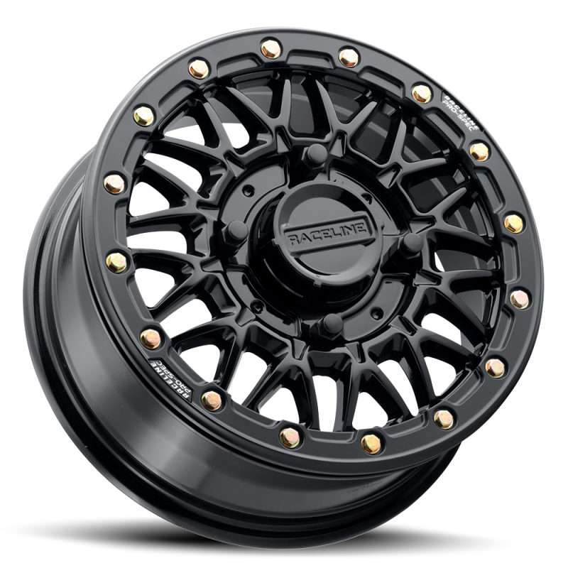 Raceline A15 Omega forged wheel, 15x6 inches, gloss black finish, 4x156 bolt pattern, 40mm offset, 132.5mm bore.