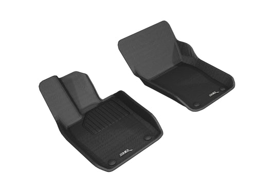 Black 3D MAXpider rubber floor mat for 2017-2019 Porsche Panamera first row, featuring textured surface and custom fit.