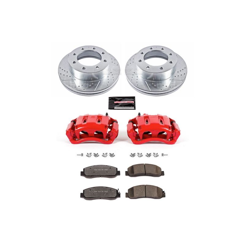 PowerStop Power Stop 2011 Ford F-350 Super Duty front Z36 truck and tow brake kit with performance brake pads and calipers.