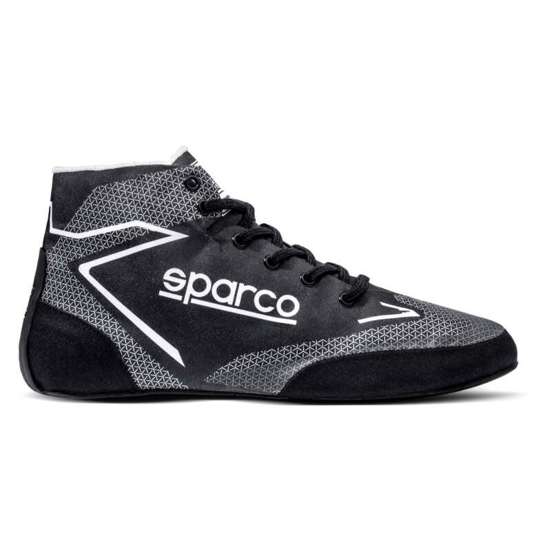 Black and white Sparco Shoe Prime Extreme racing shoes, size 42, featuring sporty design and racing-inspired details.