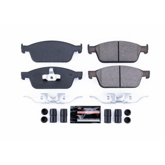 PowerStop Z23 Evolution Sport brake pads for 2013 Ford Focus front with hardware, designed for high-performance braking.