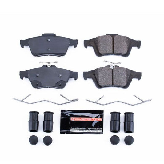 PowerStop Z23 Evolution Sport rear brake pads for 2016 Ford Focus with hardware, designed for high-performance braking.