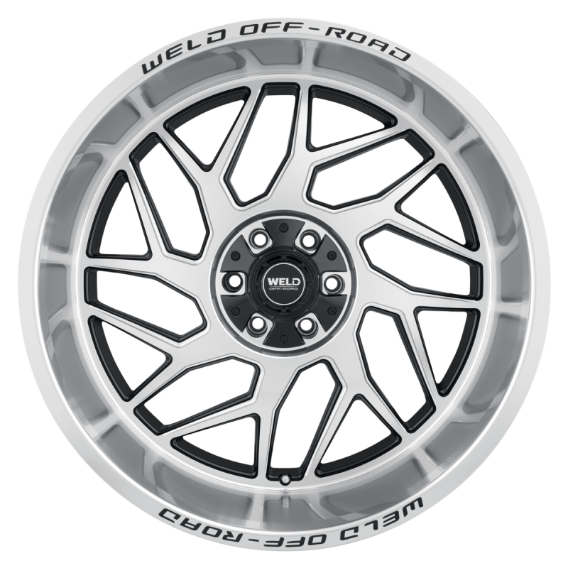 Weld Fulcrum 20x12 cast wheel in gloss black with machined accents, 6x135 bolt pattern, 4.75 inch backspacing, non-beadlock