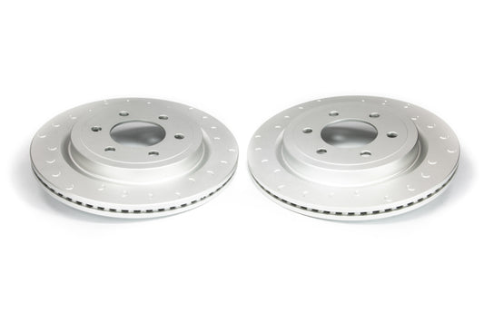 Alcon rear slotted brake rotor kit for Ford F-150 2010+ with electric park brake, 336x24mm size, high-performance disc brake system