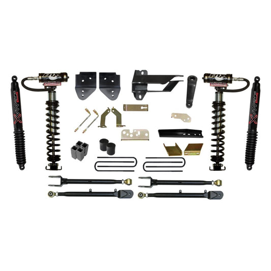 Skyjacker 6-inch coilover kit installed on a 2017 Ford F250 4WD with lift kit and LK features, front view showing suspension components.