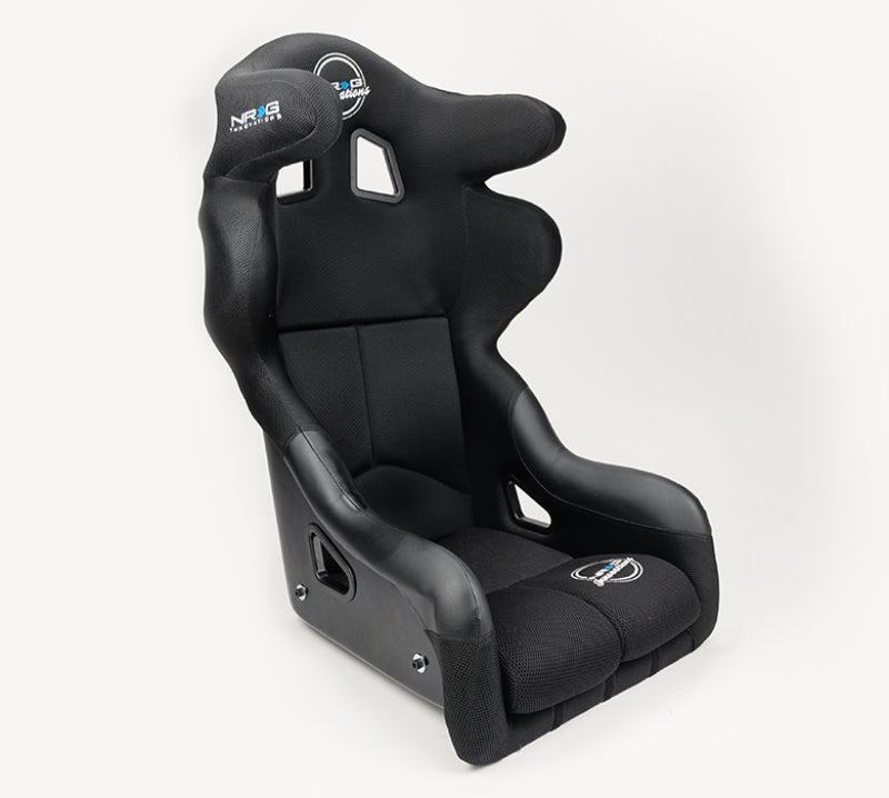 NRG FIA competition race seat with head containment, medium size, featuring durable competition fabric and FIA homologation.