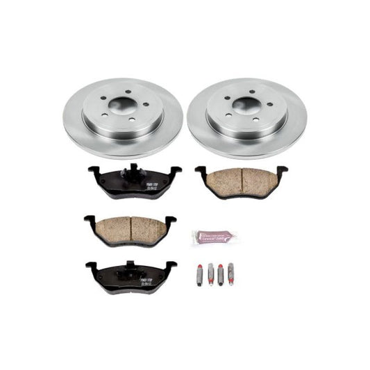 PowerStop OE rear brake kit for Ford Escape 2005-2008, includes brake calipers and pads, designed for reliable stopping performance.