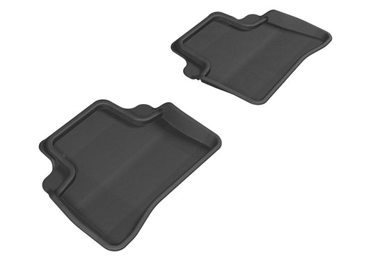Black 3D MAXpider rubber floor mats for second row of Mercedes-Benz E-Class W212 (2010-2016) in a detailed side view.