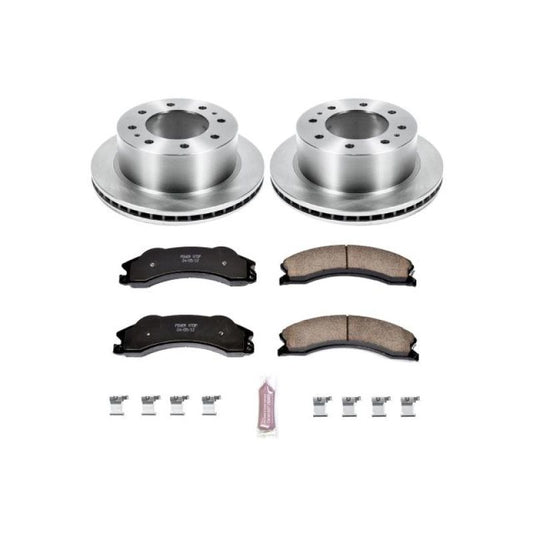 PowerStop OE rear brake rotors for GMC Sierra 3500 HD 2011-2019, part of Autospecialty brake kit, shown in image.