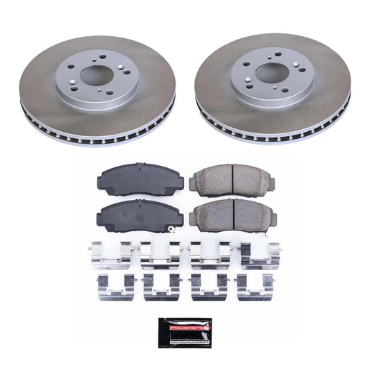 PowerStop semi-coated front brake rotor kit for 2003-2011 Honda Accord, performance brake kit with ventilated rotors.