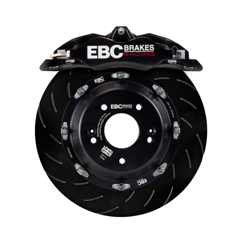 EBC Racing black Apollo-4 big brake calipers with 330mm rotors for Subaru BRZ and Toyota GT86 front big brake kit.