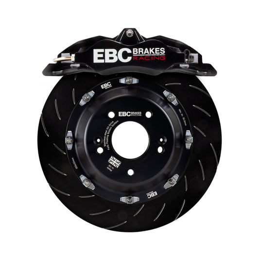 EBC Racing black Apollo-4 big brake calipers with 330mm rotors for Subaru BRZ and Toyota GT86 front big brake kit.