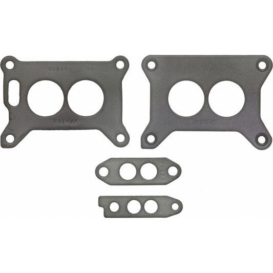 Fel-Pro Ford LTD fuel injection throttle body mounting gasket installed on engine, close-up view of gasket and engine components.
