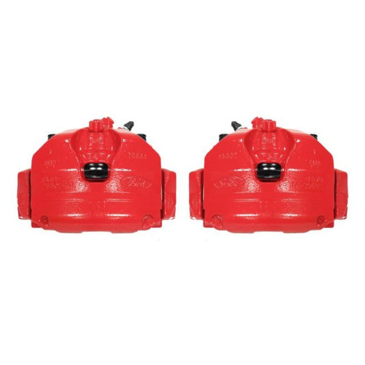 Pair of PowerStop front red brake calipers with brackets for Ford Escape 2013-2017, performance disc brake calipers.